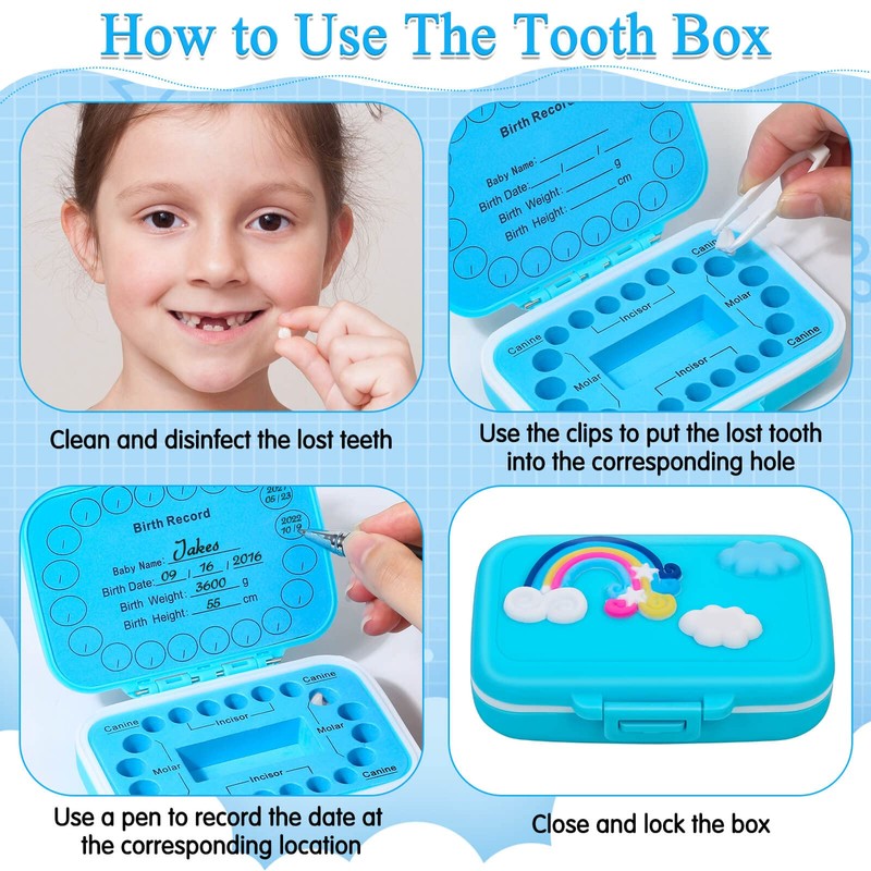 Tooth Holders for Kids Keepsake, Baby Teeth Keepsake Box, Tooth