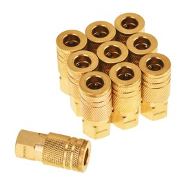 SUNGATOR 1/4'' Air Hose fittings, 10-Pack Brass 1/4 Inch NTP Female Industrial Coupler, 1/4'' Air Line Quick Connect Fittings for Auto Shop, Compressor Hose Repair Kit, 1/4 Inch NTP Coupler
