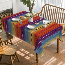 Horaldaily Stripe Tablecloth 60x104 Inch Rectangular, Orange Stripe Washable Seasonal Table Cover for Party Picnic Dinner Decor