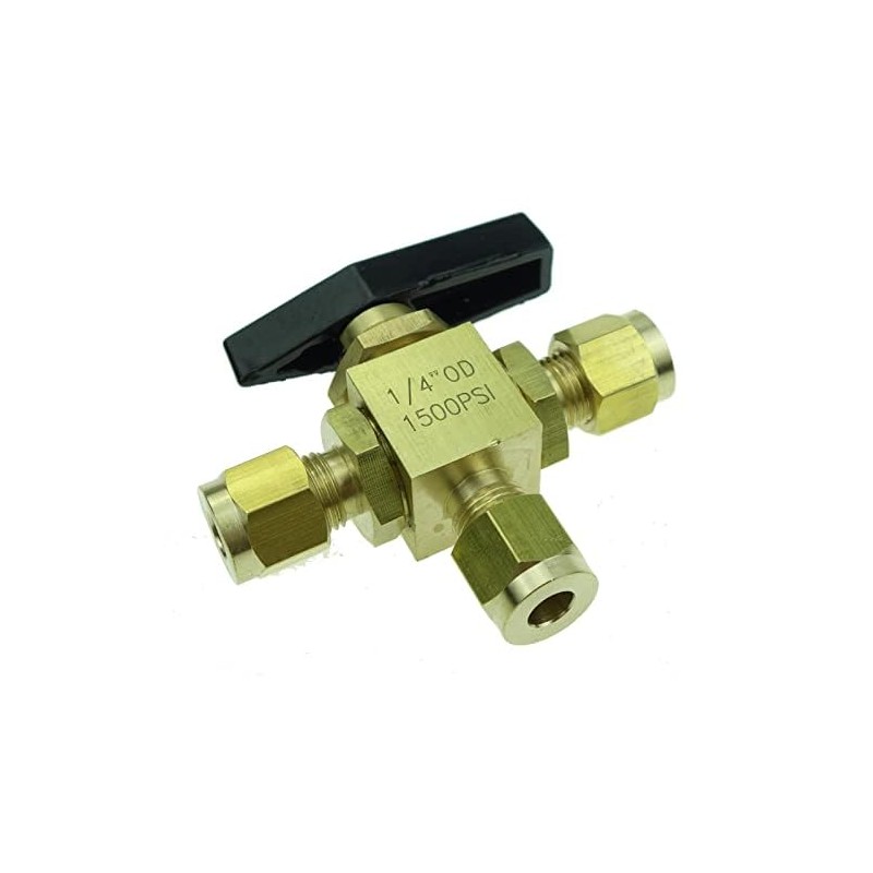HongBoW Hardware Brass Instrument 3 Way Ball Valve L Port