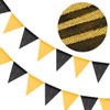 8M Black Yellow Burlap Bunting Banner, 24pcs Waterproof Triangle Flags
