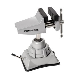 POWERTEC Vacuum Base Vise, 2-3/4 Inch Jaw Portable Table Suction Clamp with 360° Swivel Head for DIY Projects, Woodworking, Model Building, Soldering, and Crafts (71016V)
