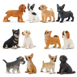 TOYMANY 12PCS Dog Figure Set, Mini Animal Figure, Dog Model, Realistic Animal Model, Mini Model, Popular Animal, Toy, Birthday Gift, Christmas, New Year, Ornament, Collection, 6+ Years Old