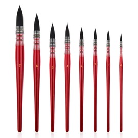 Watercolour Brushes 8pcs Set Professional Paint Brush Wooden Handle Round Tip Mop Artist Acrylic Brush for Acrylic Inks Gouache Tempera Craft