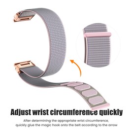 NotoCity 20mm Quick Fit Strap for Garmin Fenix 5s Fenix 6s Fenix 7s,Soft Nylon Velcro Strap for Fenix 5S Plus,Fenix 6S Pro,Instinct 2S,Descent Mk2S（Rose Gold Buckle-Pink）