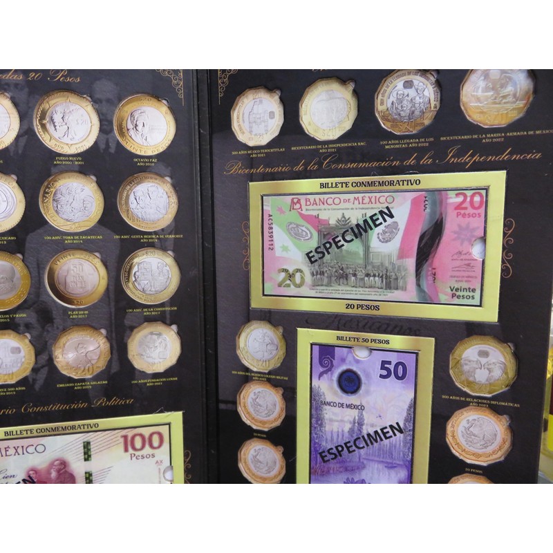 ALBUM PARA MONEDAS DE 5 10 Y 20 PESOS BILLETES