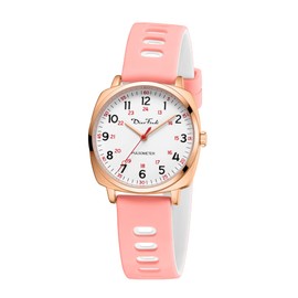 Diaofendi Nurse Watch for Medical Students,Doctors,Women Men with Second Hand and 24 Hour, Easy to Read Waterproof Watch (Small Rose Gold-Pink White)