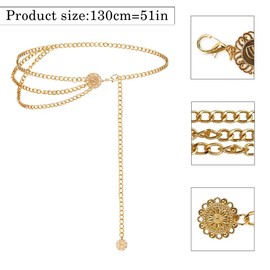 Gold Waist Chain Belt for Women - 3PCS Pirate Chain Belt Set - Chaine En Or Pour Femme - Dress Accessory