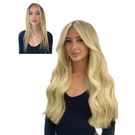 Loveline Clip in Hair Extensions Real Human Hair Bleach Blonde 14 Inch 7pcs/120g Human Hair Extensions Clip ins