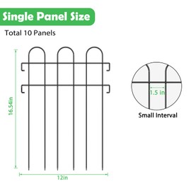 No Dig Fence, Decorative Garden Fence Border Outdoor Animal Barrier Rustproof Metal Panel for Dogs (10)