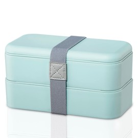 Xavax Lunch Box Set of 2 (Stackable Lunch Box, Leak-Proof, Lunch Box 2 Compartments for Separate Ingredients, Bento Box 500 ml, Lunch Box for School, Office, Work, Dishwasher Safe) Blue