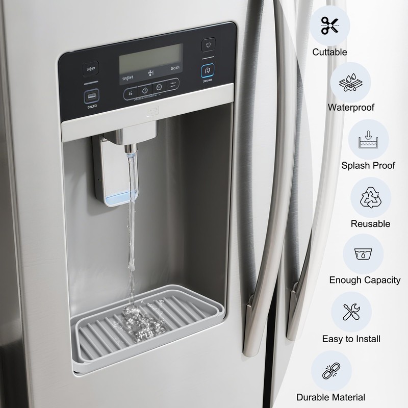 KindGa Refrigerator Drip Catcher Tray,Protector Ice and Water Dispenser Pan,Fridge