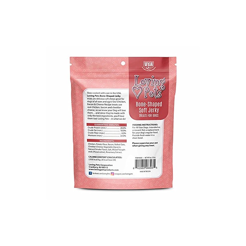 Loving Pets - Soft Chew Jerky (Bone-Shaped, Chicken, Bacon &