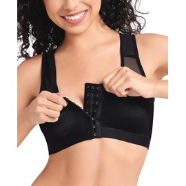 Upushall Front Closure Posture Bra Back Support Wireless Unlined Full Coverage Bras for Women Black 2XL