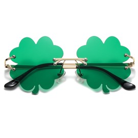 TOSGMLOUS St. Patrick’s Day Irish Shamrock Sunglasses Green Four Leaf Clover Leprechaun Party Costume Cosplay Glasses (A Style)