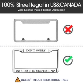 Don't Worry GOD is in Control Christian License Plate Frame Tag Stainless Steel Religious Gift for US Canada Cars