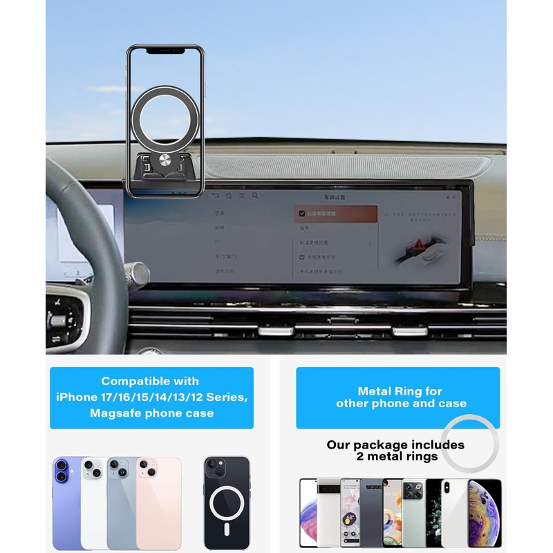 Car Phone Holder for 2025 2026 Genesis GV70/GV80/G80 Magnetic Accessories