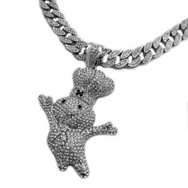 BLINGFACTORY Colgante DOUGHBOY grande helado de Hip Hop y collar de cadena tipo gargantilla de tenis de 18" y 1 fila