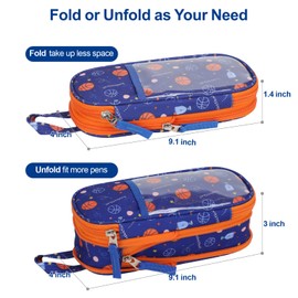 Bagseri Pencil Case for Boys - Expandable Cute Pencil Pouch for Kids Special Pencil Box Large Capacity Pencil Bag Organizer for School (Blue Basketball)