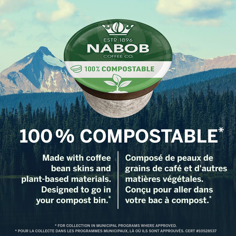Biluocun Nabob 100% Colombian Coffee 100% Compostable Pods, 56 count