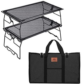 CAMPINGMOON Steel Foldable Campfire Grill Stackable Storage Rack Camping Grill T-238 (2pcs /w carrying bag (T-238-2T))