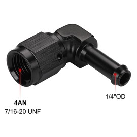 Podavelle 4AN Female to 1/4 Barb 90 Degree Hose Fitting Adapter Swivel Aluminum Black