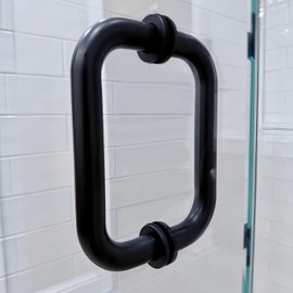 MCOCOD 6" Shower Door Handle, Double-Sided Pull Handle with Metal Washer, Back-to-Back Glass Door Handle Replacement for 1/4", 5/16", 3/8", and 1/2" (6-12mm) Glass Doors, Matte Black