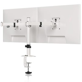 Pholiten Dual Monitor Stand, Heavy Duty Adjustable Monitor Arm Desk Mount for 2 Screens up to 42Inches, Tilt, Swivel, Rotate, Supports Tilt, Swivel, Rotate, Supports 22 lbs per Arm,White
