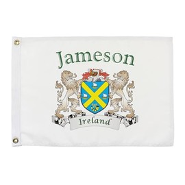 Jameson Irish Coat of Arms Small White Flag - 12"x18" inches