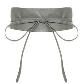 malito Women Waist Belt Genuine Leather Self Knot Tie Wrap G100 (dark grey)