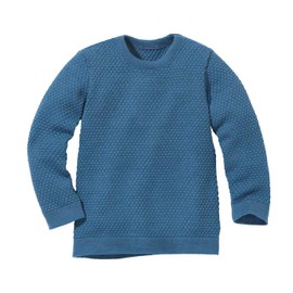 Disana Honeycomb Knit Jumper, Lightweight Jumper for Spring and Summer, 100% Organic Merino Wool GOTS, IVN Best, Toddler, Child, Unisex, Made in Germany, pigeon blue