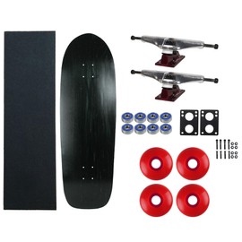 Moose Old School 80's Skateboard Complete 33" Black with Hollow 7.0 Silver/Red Trucks, 58mm Blue Wheels