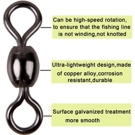 Crane Swivel for Fishing Black Barrel Crane Swivel Fishing Terminal Tackle Swivel Size 2# 4# 6# 8# 10# (4#(pack of 100))