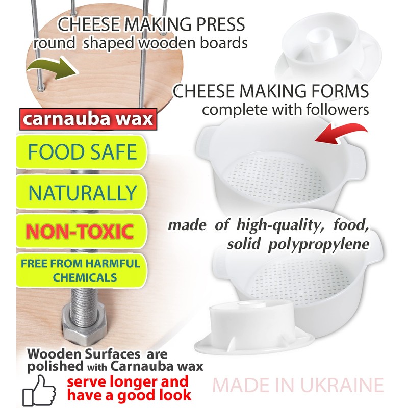 Wooden cheese press diameter 11.2 in and 2 cheese making