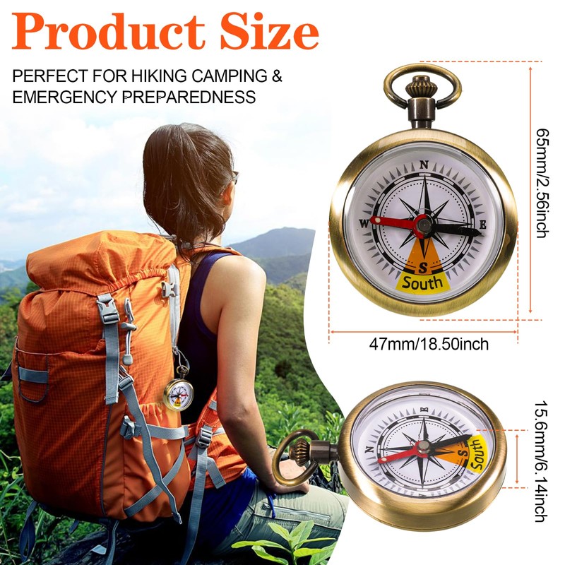 Portable Brass Pocket Compass Waterproof Outdoor Camping Hiking