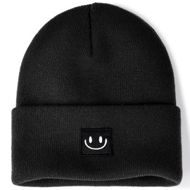 FURTALK Unisex Beanie for Women Men Knit Cuffed Winter Hats Soft Warm Cute Ski Skull Caps Black