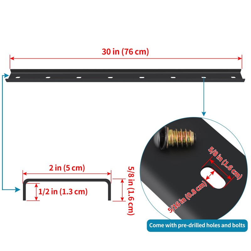 Sanbege 4 Pack C Channel Steel with Bolts, 30" Long