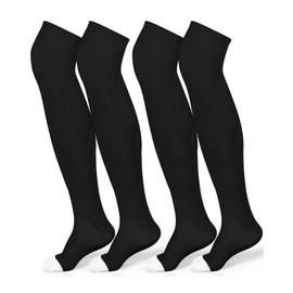 Panitay 2 Pairs High Football Socks Sport Multiple Sizes over the Knee Baseball Socks Extra Long for Boys Girls Women Men (Black and White,S)