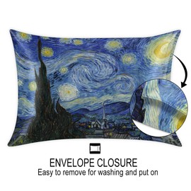 Starry Night Pillow Covers Slip Silk Pillowcase Standard Size 20x26 in Envelope Closure Pillowcase for Hair and Skin Silk Pillowcase - Slip Home Bed Living Room Sofa Festival Decor Gift