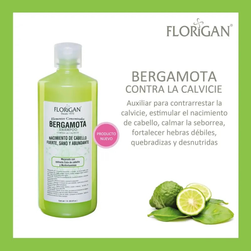 Shampoo Bergamota Crecimiento Del Cabello 1lt. Florigan