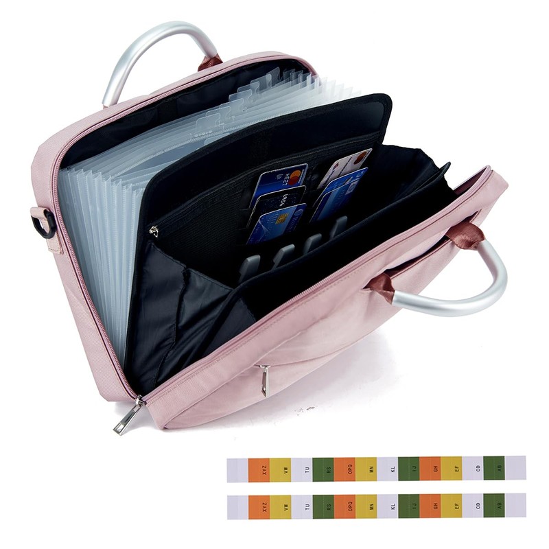 KaAutoler Accordian File Organizer with Handle,Folder with Zipper & Labels,12