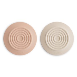 mushie Silicone Drain Stopper 2-Pack | 5.5 inch Diameter Bathtub Flat Suction Cover (Blush/Shifting Sand)