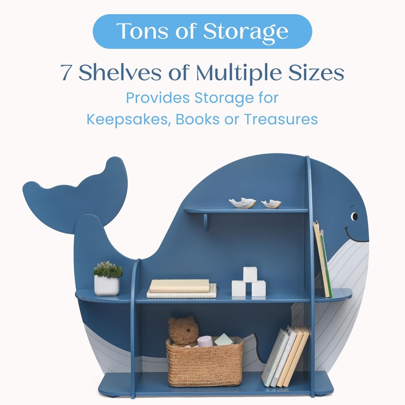 Delta Children Whale Bookcase - Greenguard Gold Certified, Blue