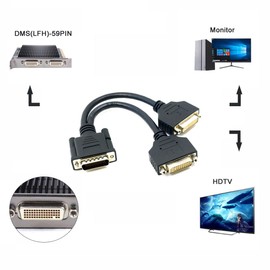chenyang DMS-59Pin 1 to 2 DVI 24+5 Splitter Extension Cable for PC Graphics Card