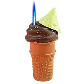 NIVEK Ice Cream Cone Novelty Lighter, Refillable Butane Torch with Blue Flame, Cute Colorful Fun Kawaii Foodie Gift, Collectible (Matcha Green)
