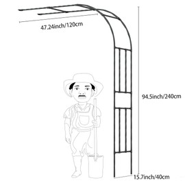 Carotex Half Sided Garden Arch, 47.24’’x94.5’’ Arbor Trellis, Garden Arch Trellis for Climbing Plants Outdoor, Arbor for Flower, Climbing Vine Vegetable, Fruit, Home Yard and Lawn(Black)