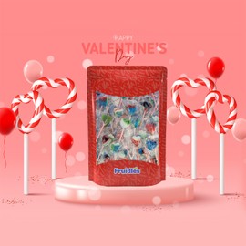 Fruidles Valentines Day Lollipop, Colored Heart Shaped Lollipops, Individually Wrapped, 100 Count (1 Pound)