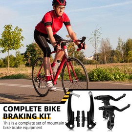 Complete Bike Brake Set, Bike V Brake Set, Front and Rear Bike Brakes, Bike Brake Levers Inner and Outer Brake Cables, Aluminum Bicycle Brake Set, for MTB BMX Bicycle Road Bike Mountain Bike Parts