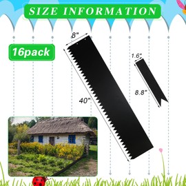 Weysat 8 Pcs Pre Rusted Metal Steel Landscape Edging 40 x 8 Inch Garden Edging Border Decorative Lawn Edging Border with 8 Pcs Edging Strips for Outdoor Yard(Black)