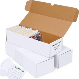 3-Pack White&Brown Trading Card Storage Box with Dividers, Cardboard Organizer Box for Baseball, Sports, Game and Playing Card Collection. - Colour: 3 Pack-White